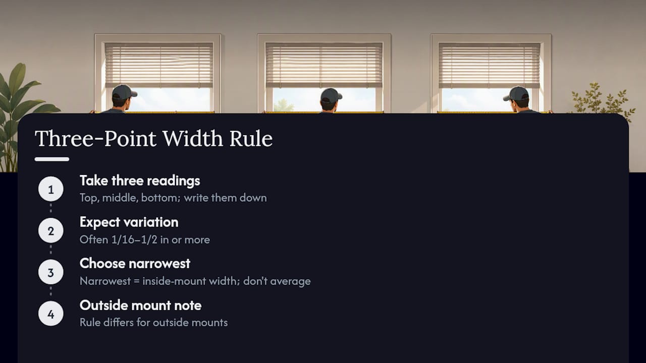 Top middle bottom window width measurements