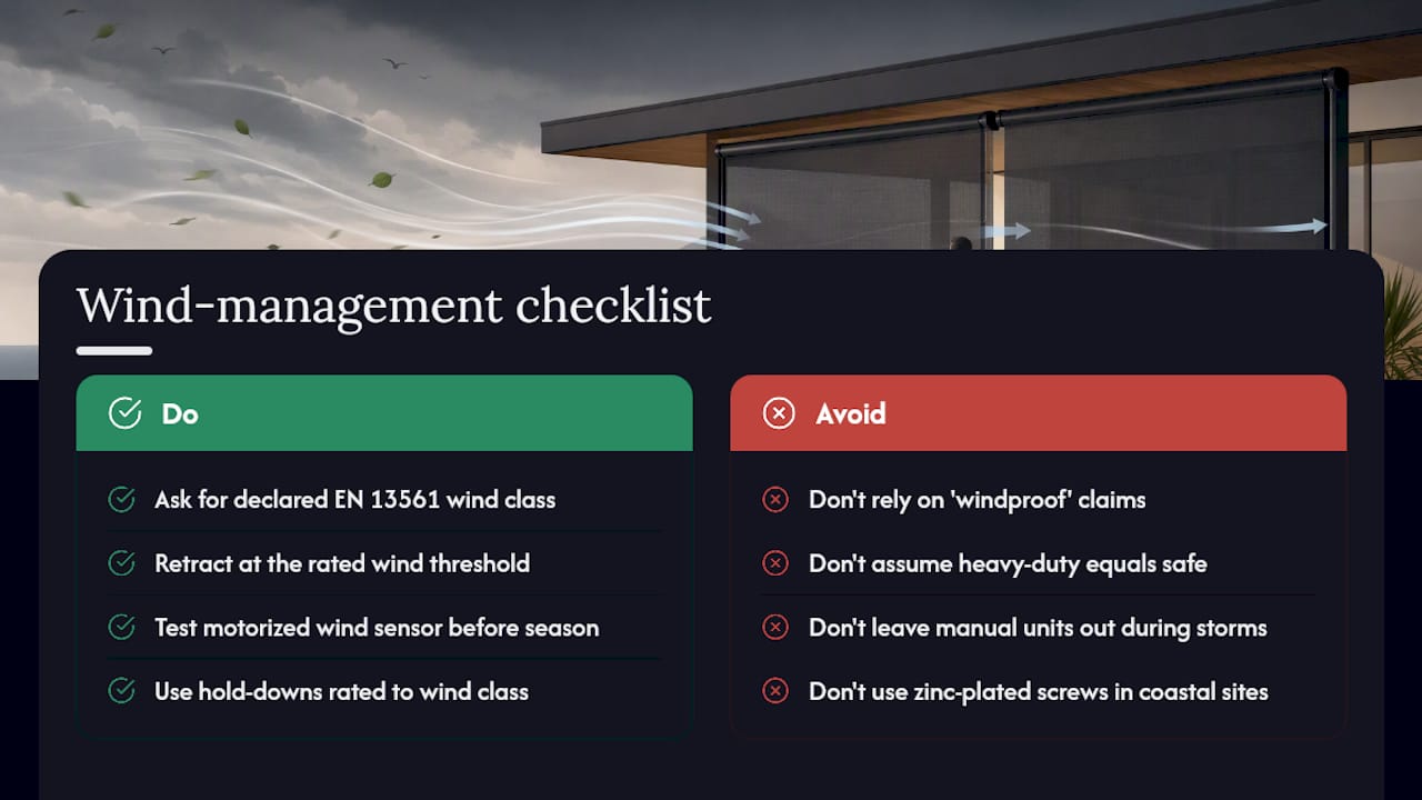 What Wind Rating Should Outdoor Shade Blinds Have? — overview diagram