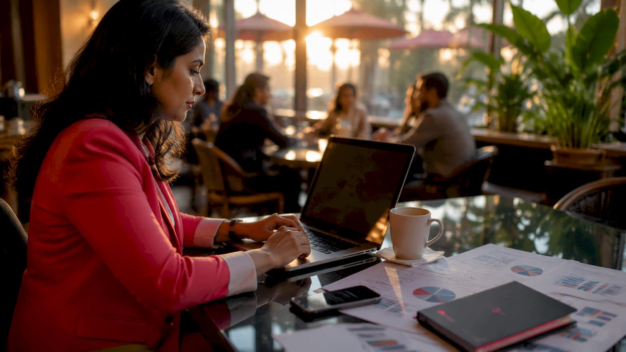 Marketer reviewing AI segmentation data at desk