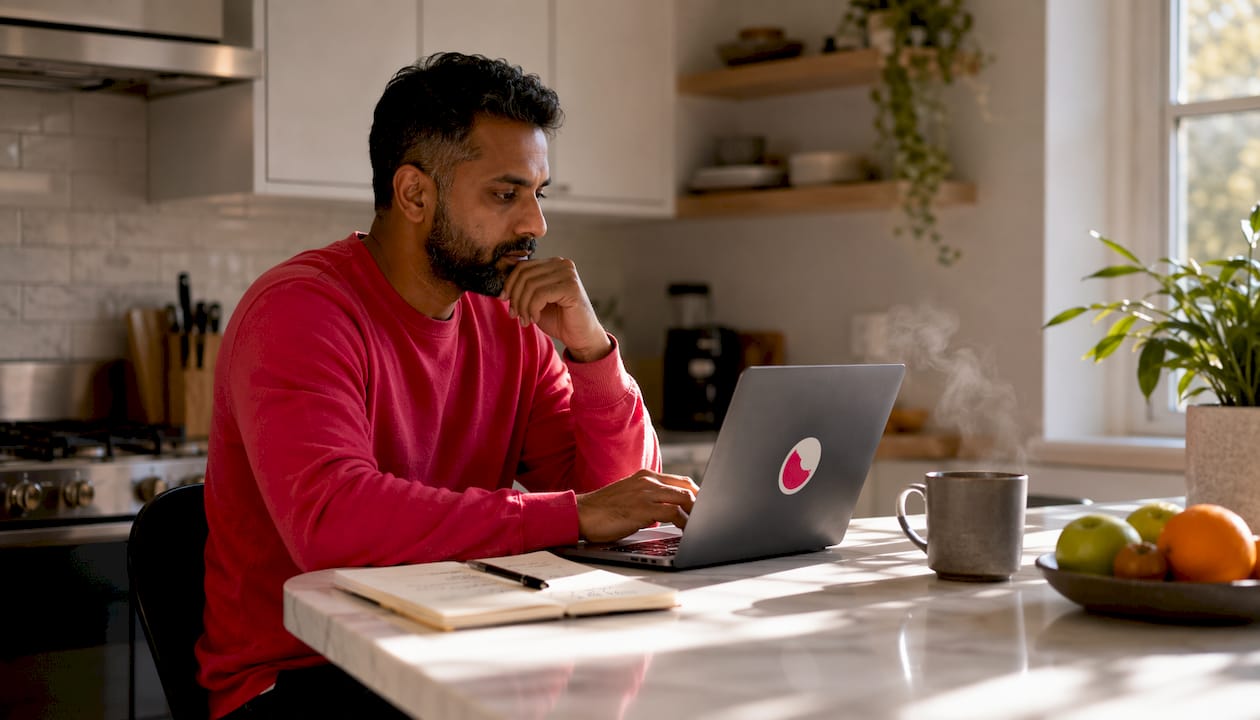 Person reviewing ad creative briefs at desk