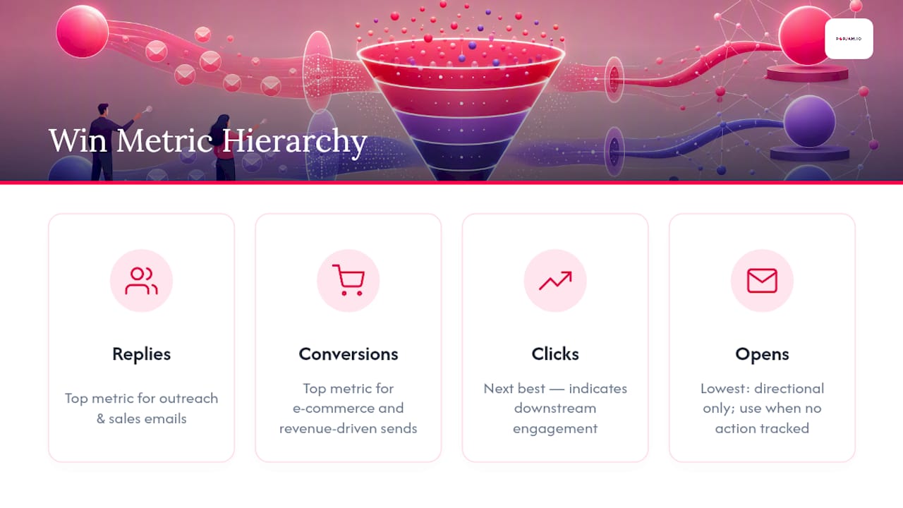 Hierarchy diagram of email subject line win metrics