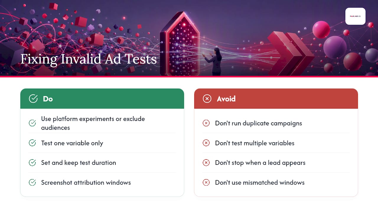 Üç reklam testi hatası ve bunlara karşılık gelen çözümler