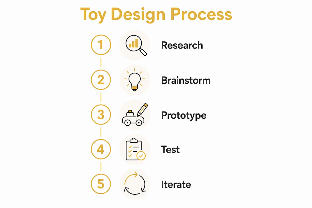 Infographic illustrating toy design process steps