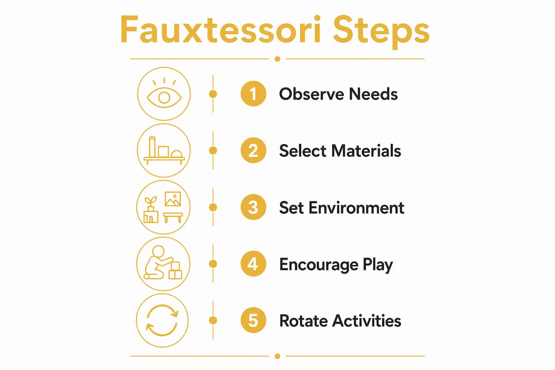 Infographic showing steps to create Fauxtessori activities