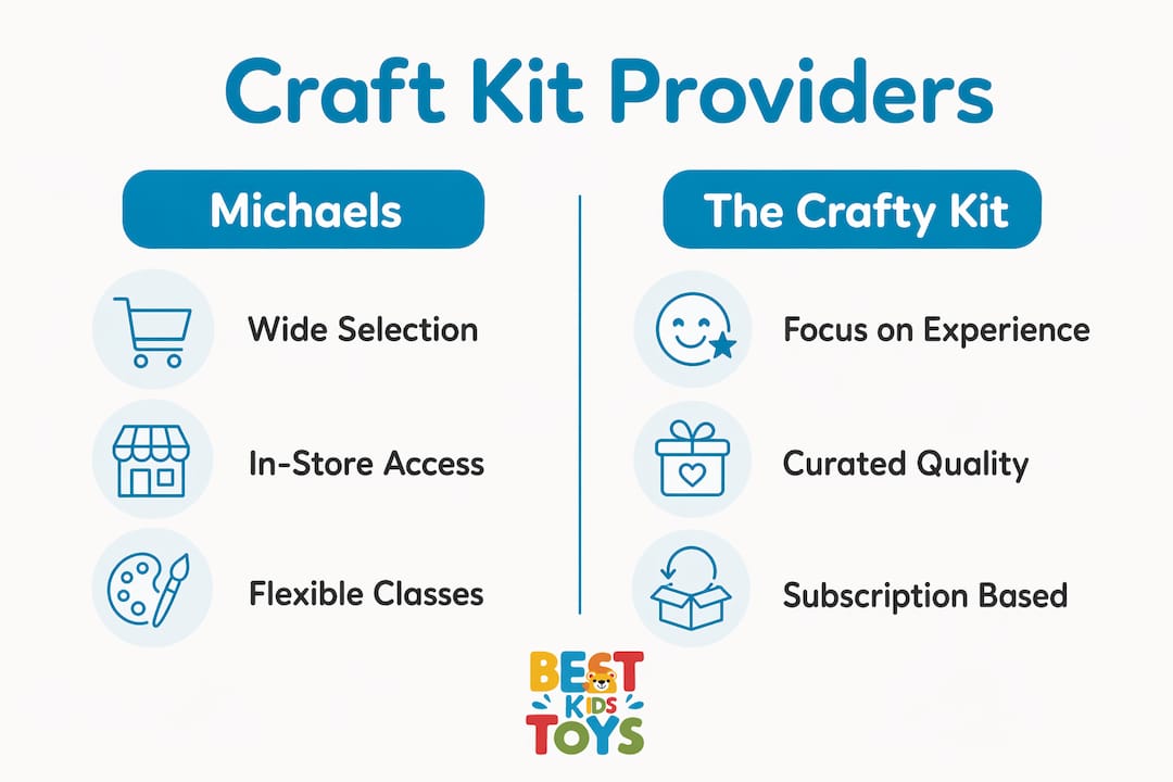 Infographic comparing Michaels and The Crafty Kit offerings