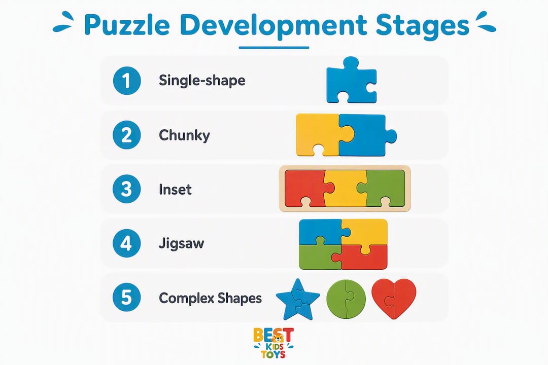 Infographic of puzzle types by developmental stages