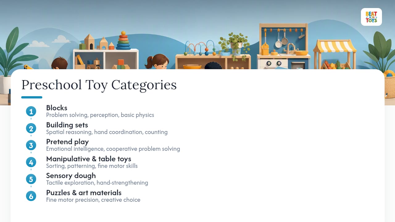 Diagram of preschool toy categories and developmental skills