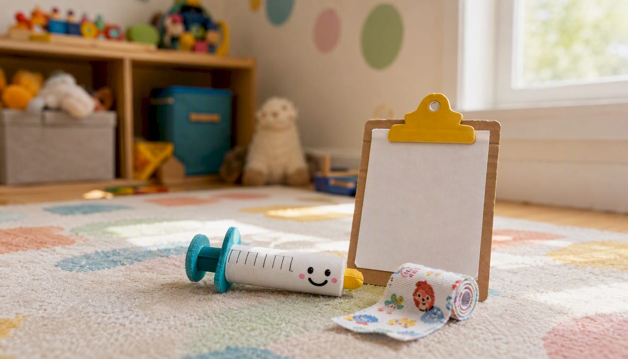 DIY simple pretend doctor play props on table