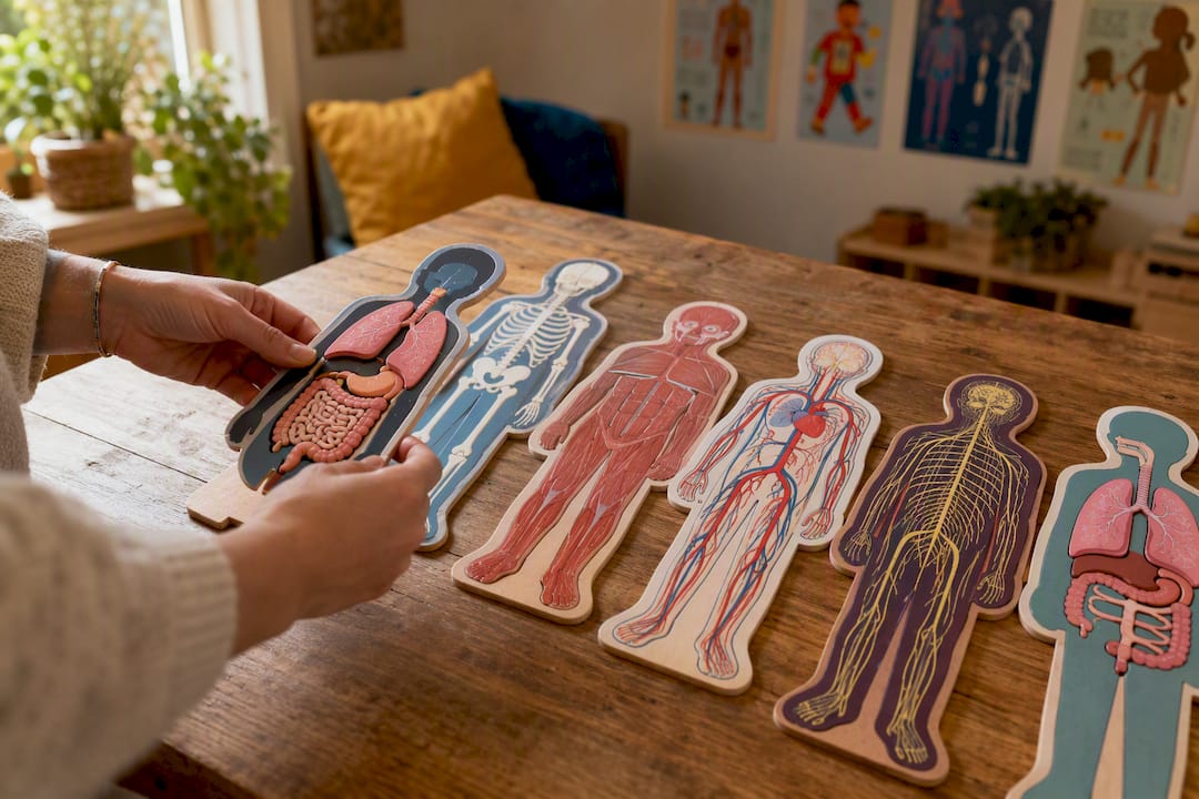 Hands layering magnetic human body toy pieces