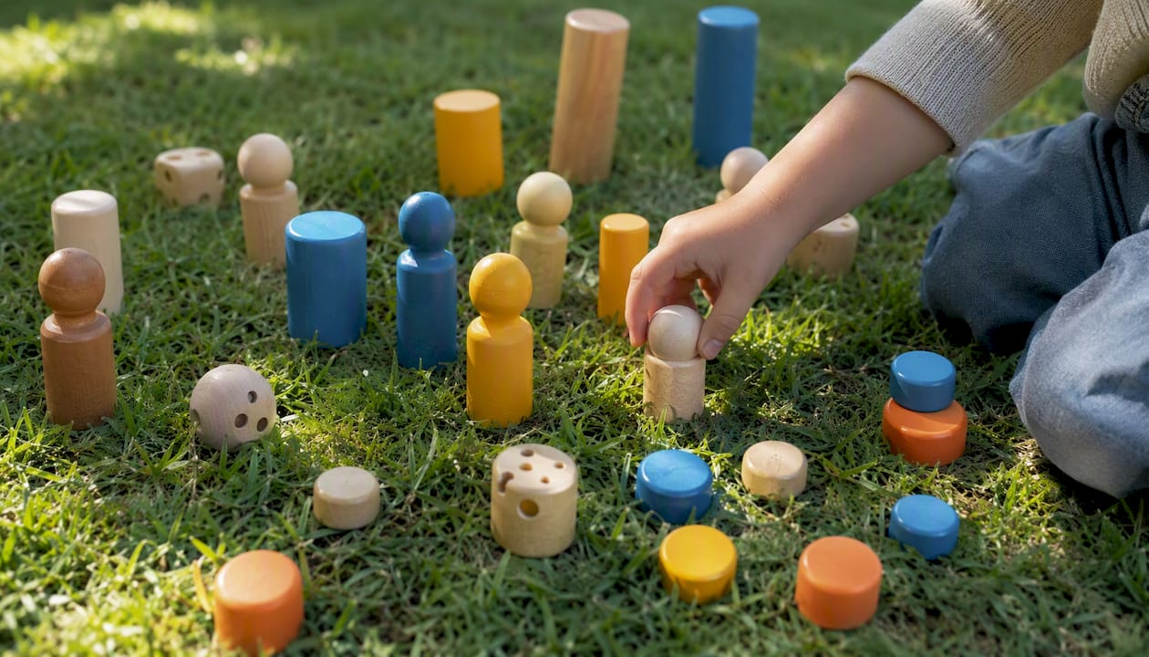 Large wooden game pieces safe for toddlers