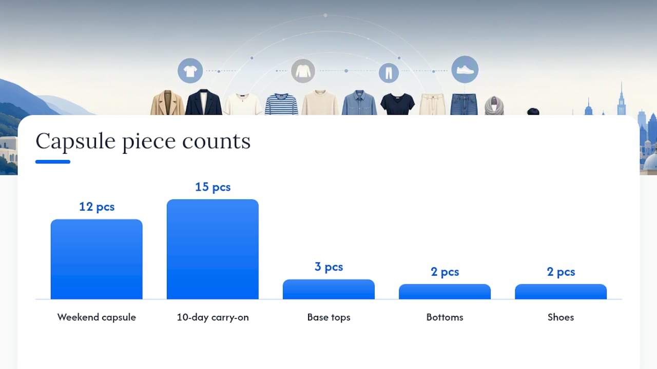 Copyable Sample Capsules For Warm, Cool, And Business Trips — overview diagram