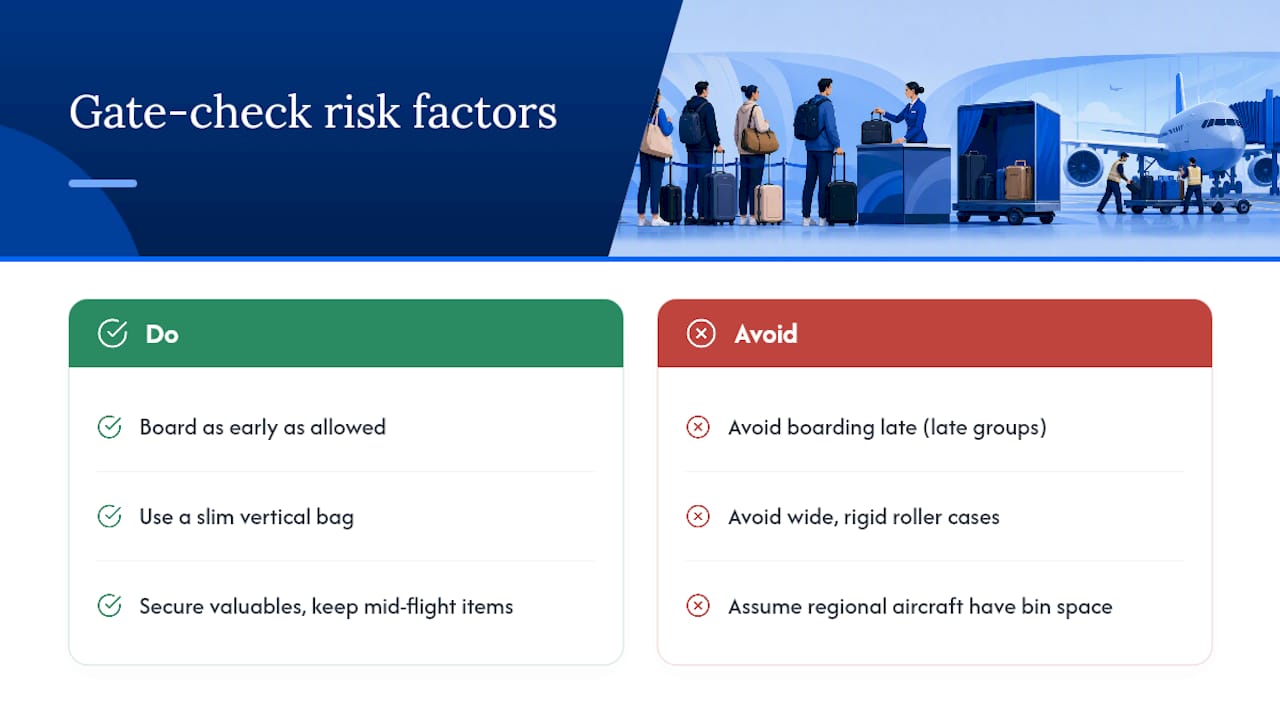 Diagram illustrating factors causing carry-on gate-checks