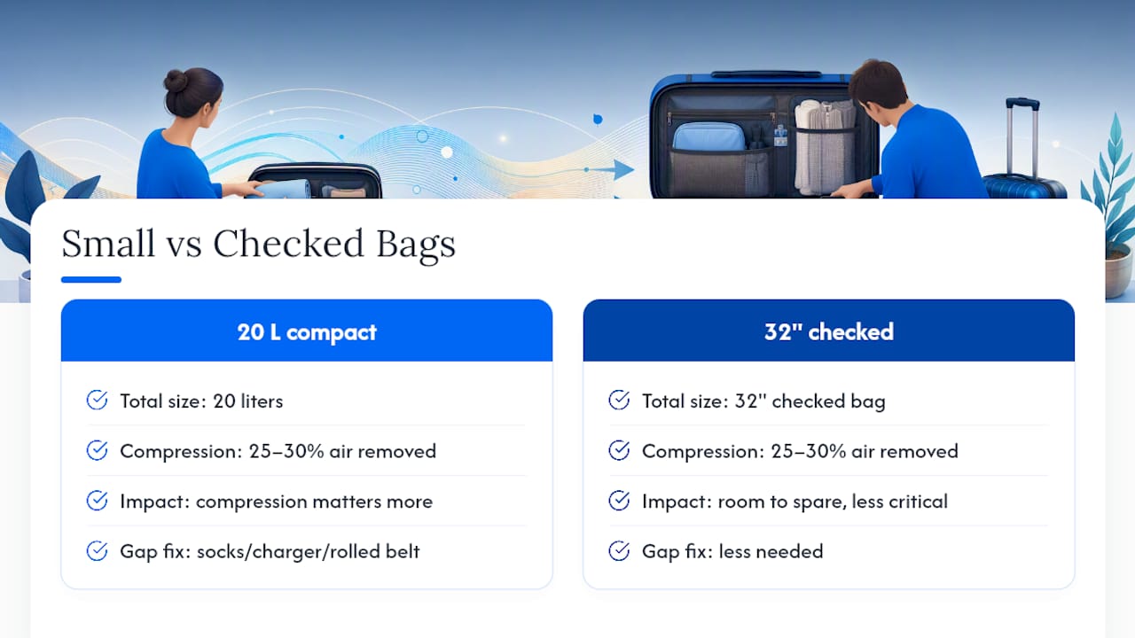 Compression strategy for compact suitcase space