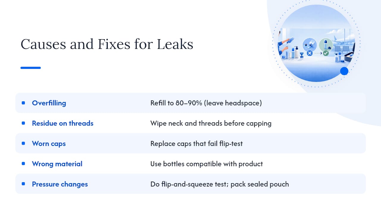 Five causes of travel bottle leaks
