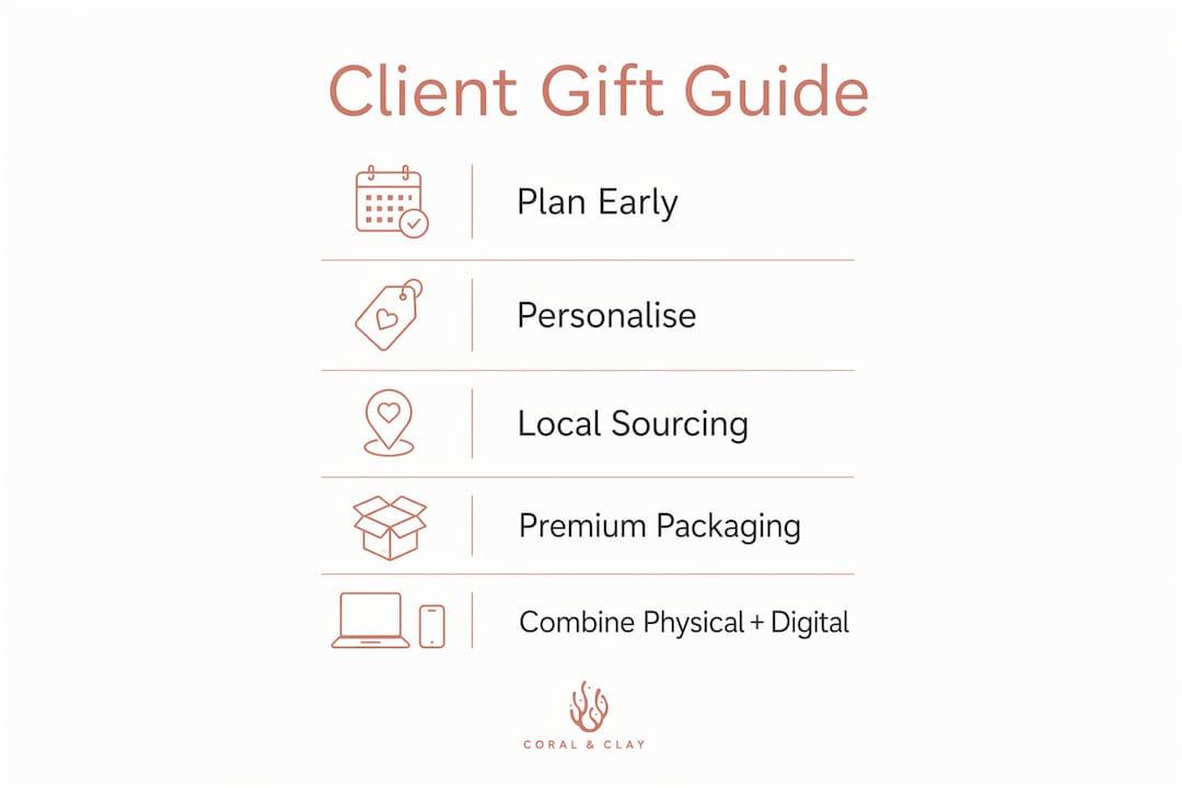Infographic showing key steps for Thanksgiving client gifts