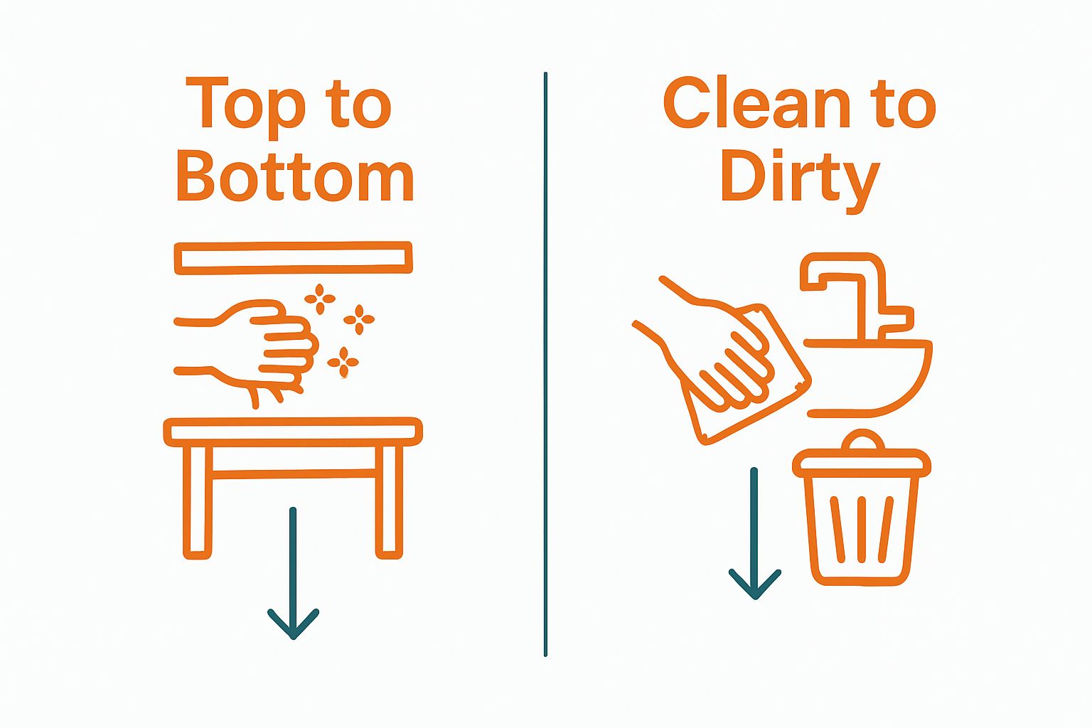 Top to bottom versus clean to dirty cleaning order comparison