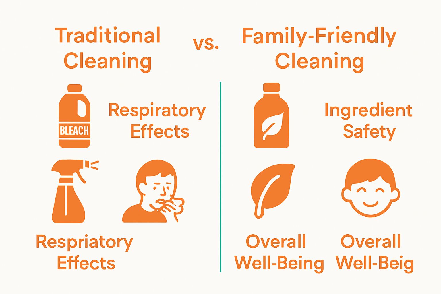 Visual comparison between traditional and family-friendly cleaning products