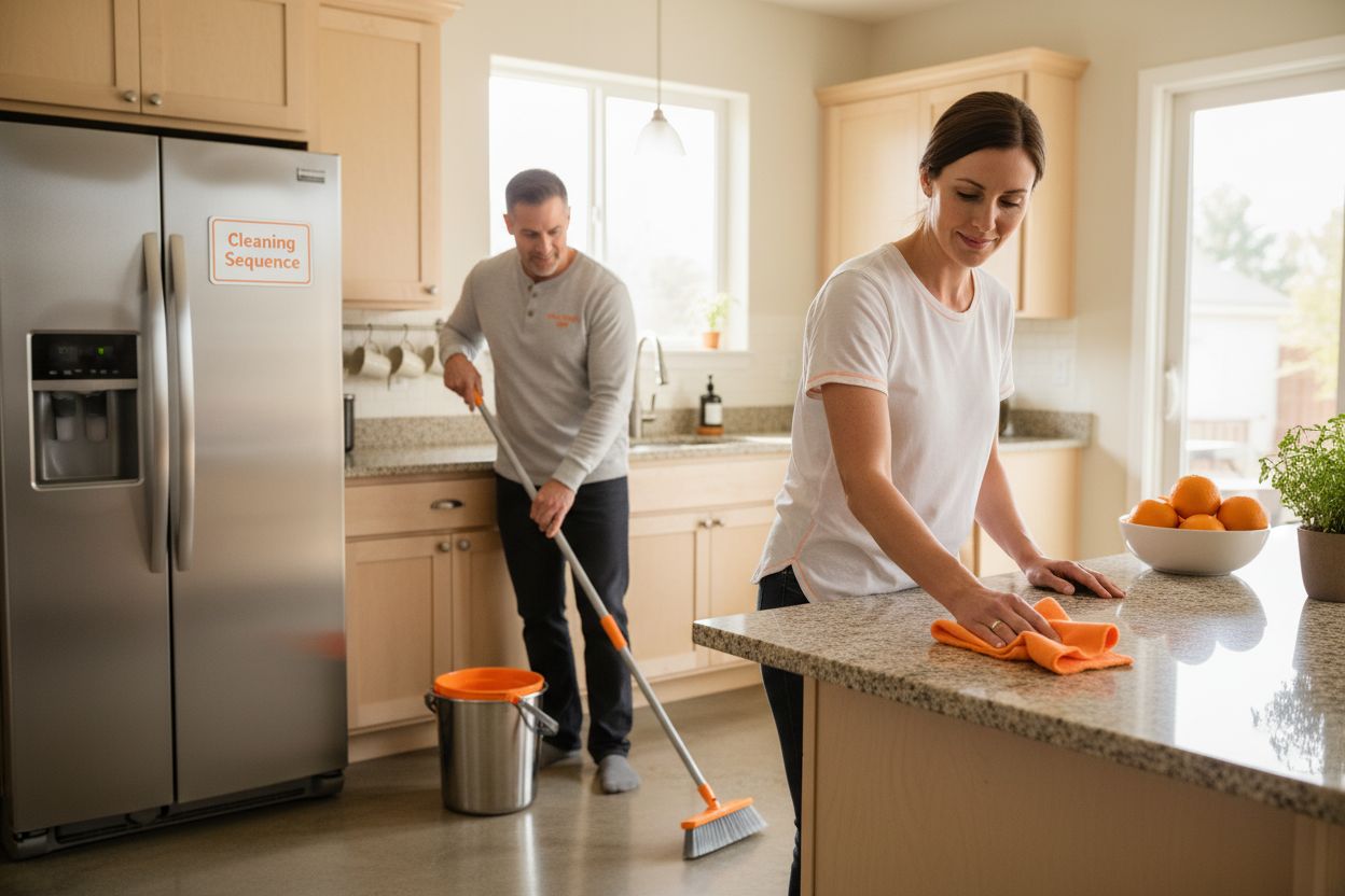 kitchen cleaning teamwork
