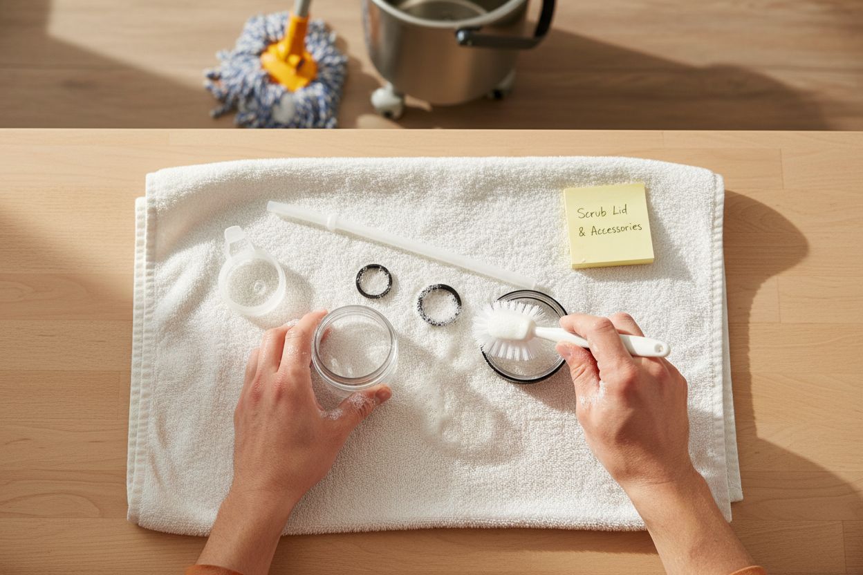 scrub bottle lid cleaning