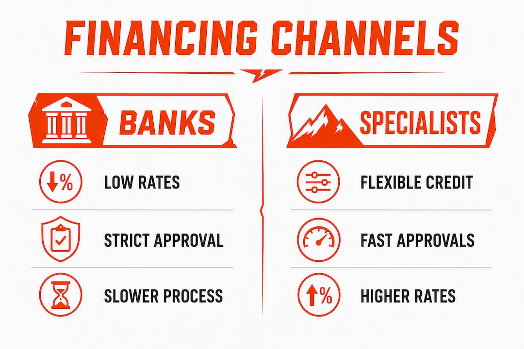 Infographic comparing motorcycle financing channels