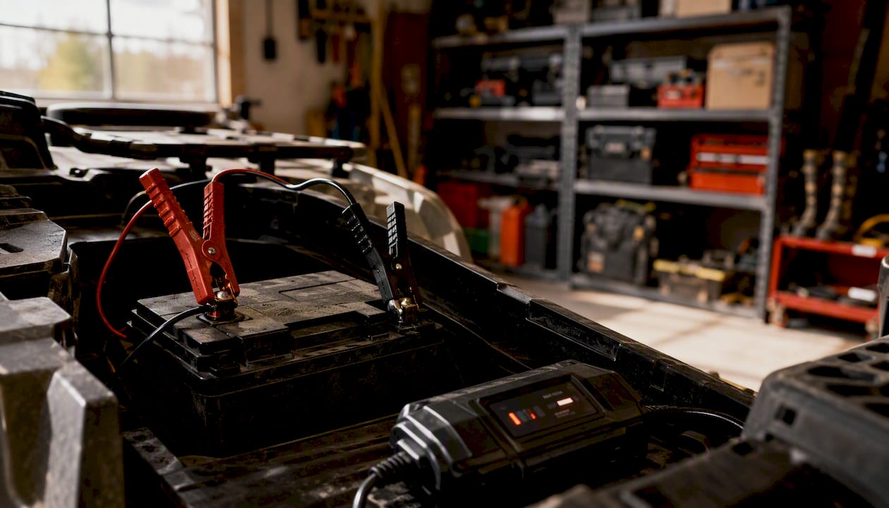 Smart maintainer connected to ATV battery terminals