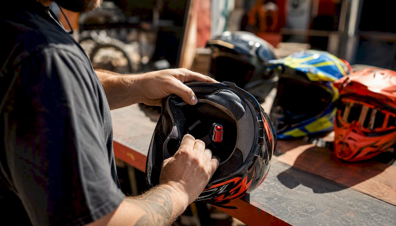 Helmet padding and liner close-up for head shape fit