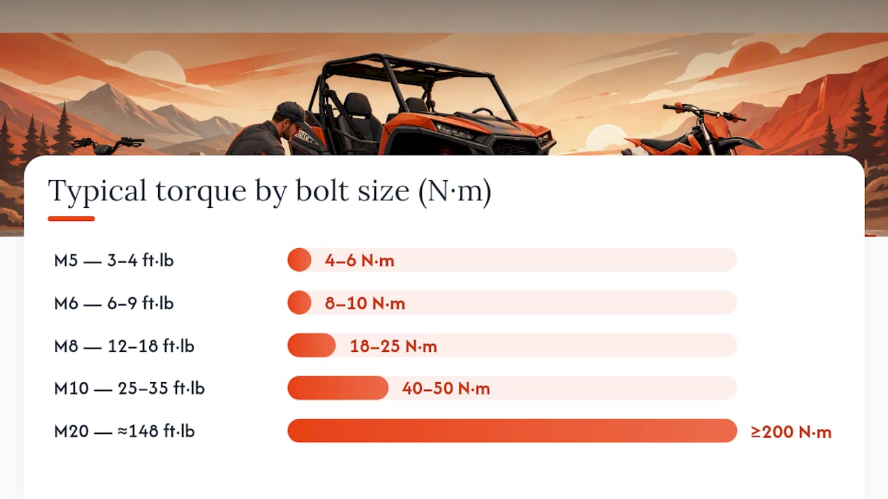 Torque ranges by bolt diameter chart