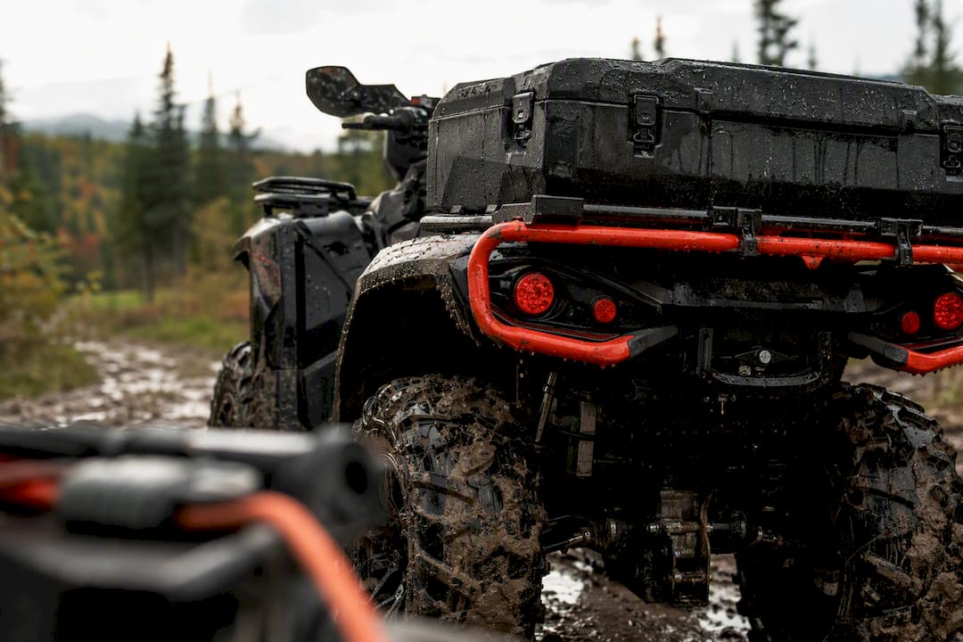 Muddy ATV with accessories added