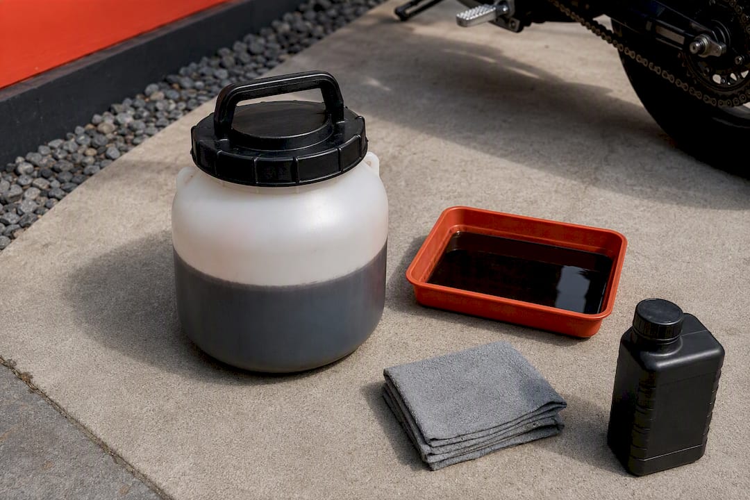 Sealed container collecting used chain cleaner