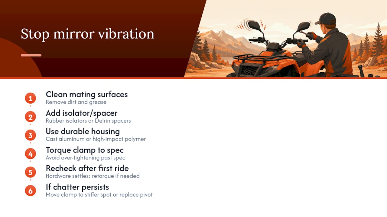 ATV mirror vibration troubleshooting sequence