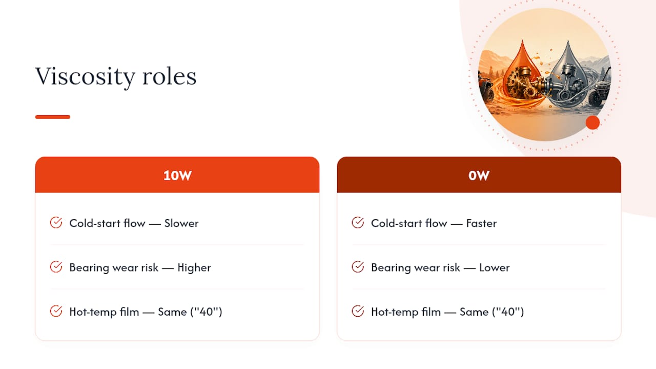 Comparison of cold and operating temperature viscosity