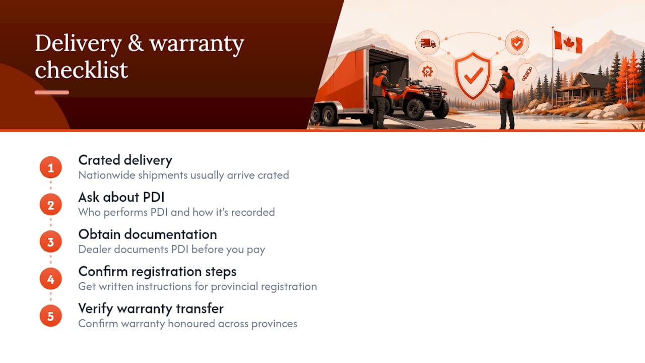 ATV delivery and warranty verification steps