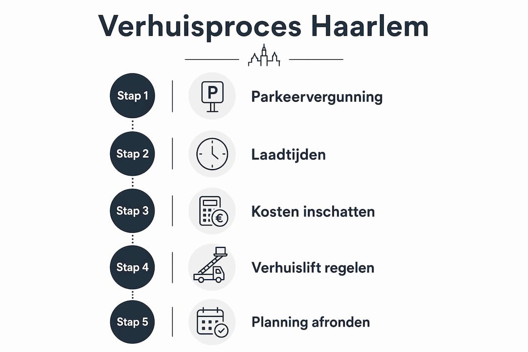 Overzichtelijke infographic: zo pak je een verhuizing in Haarlem stap voor stap aan