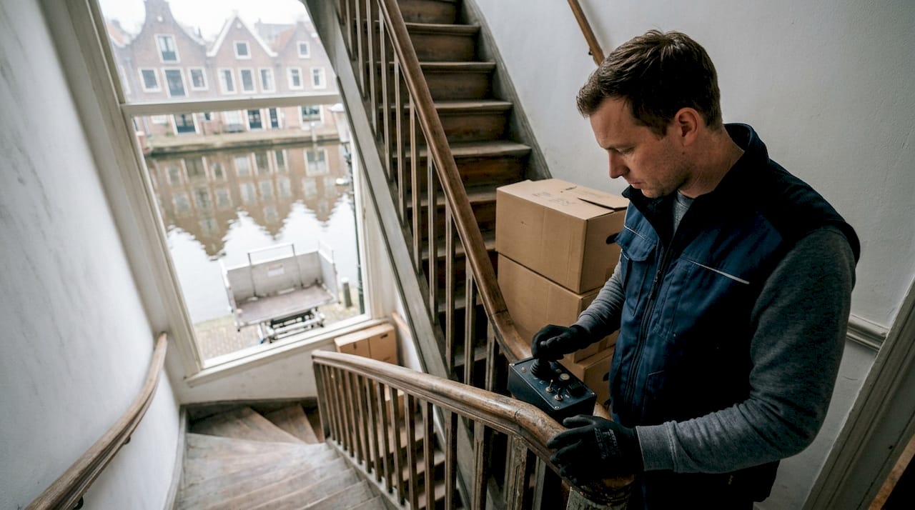 Man zet verhuislift in bij monumentaal pand