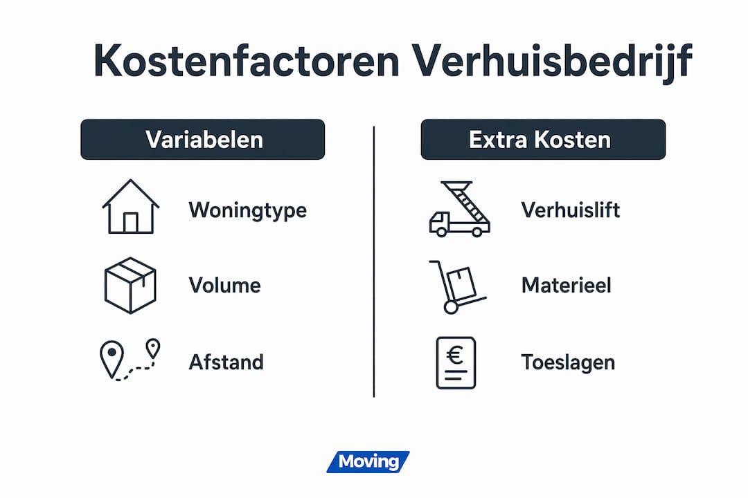 Overzichtelijke infographic met de belangrijkste kostenposten bij het inschakelen van een verhuisbedrijf