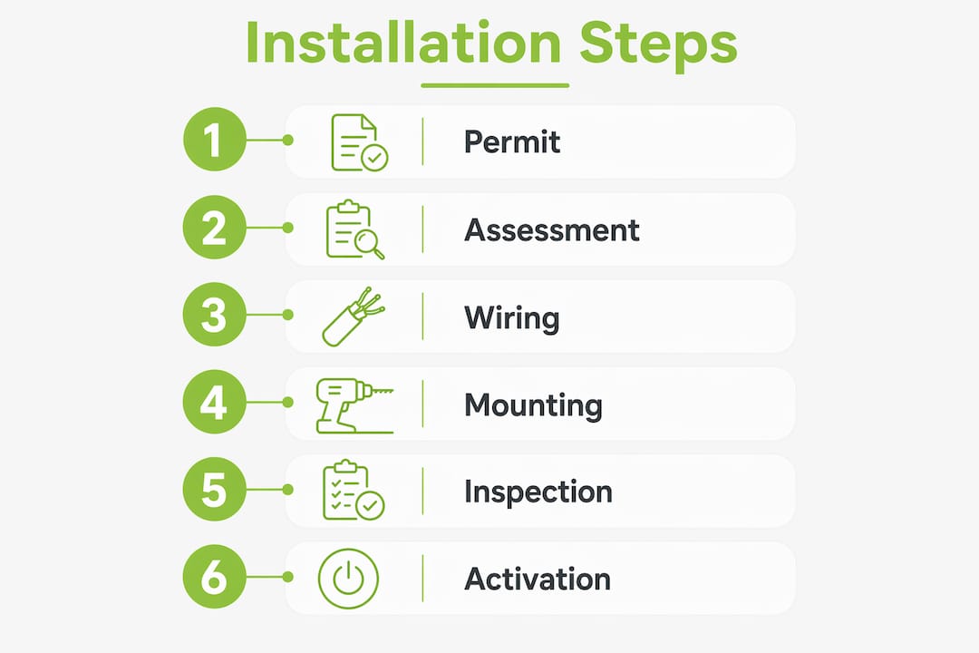 Infographic illustrating steps of EV charger installation