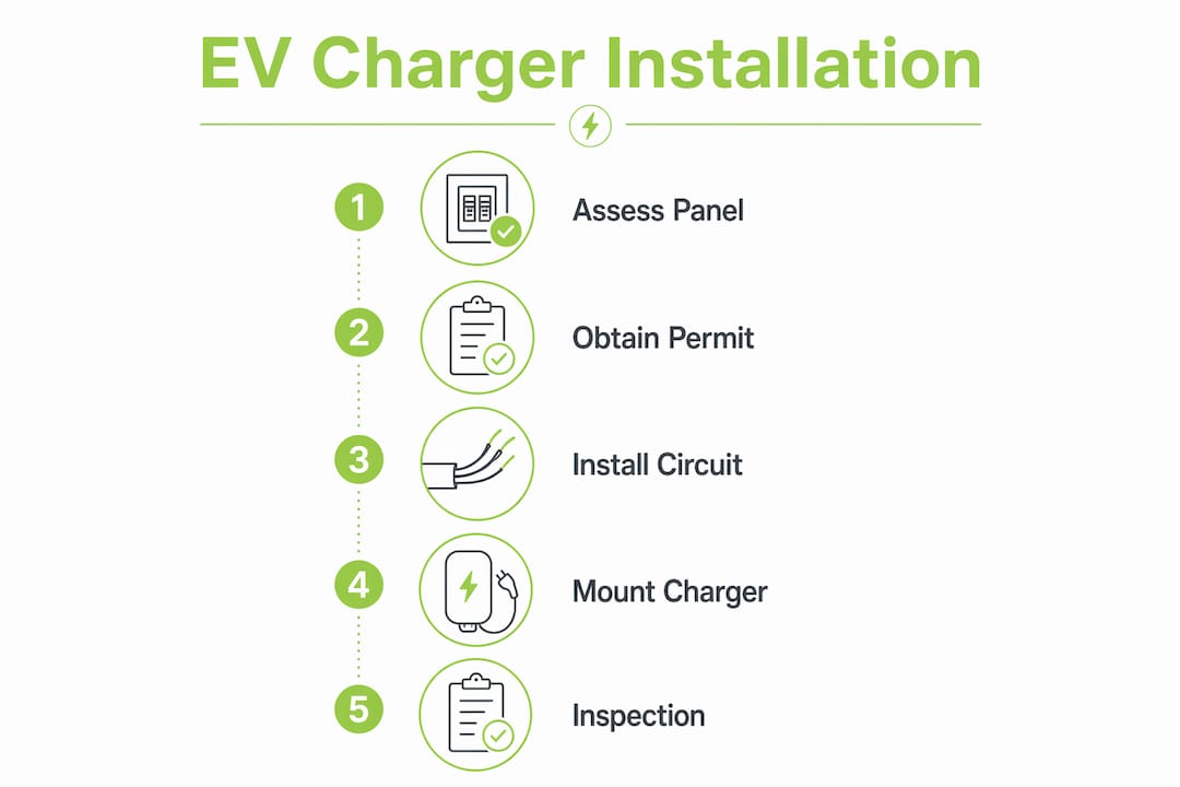 Infographic showing step-by-step EV charger installation