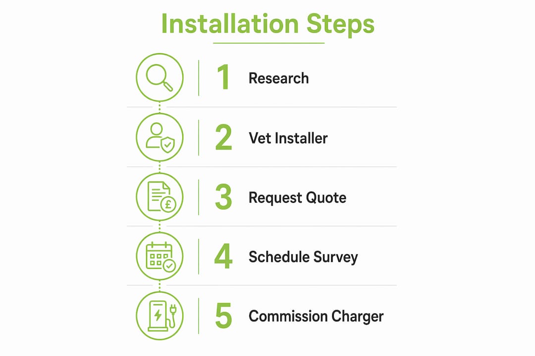 Infographic showing Tesla home charger installation steps