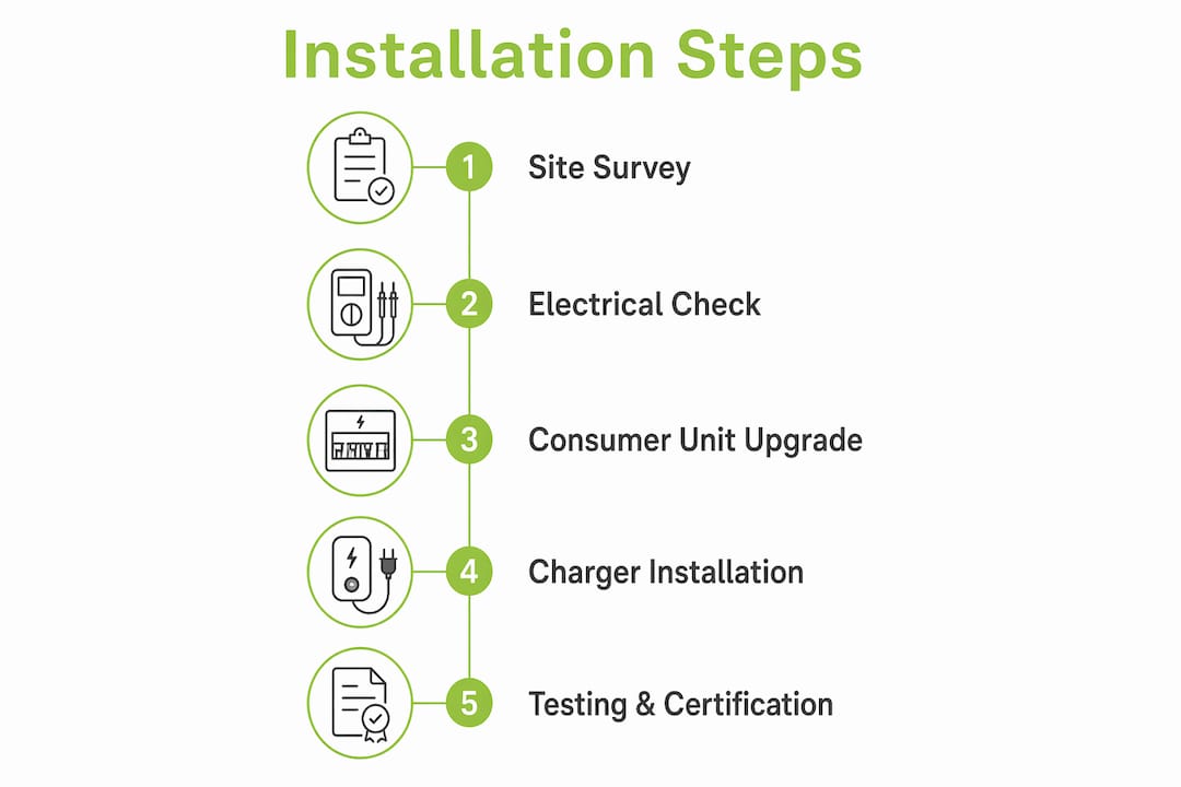 Infographic outlining EV charger installation steps