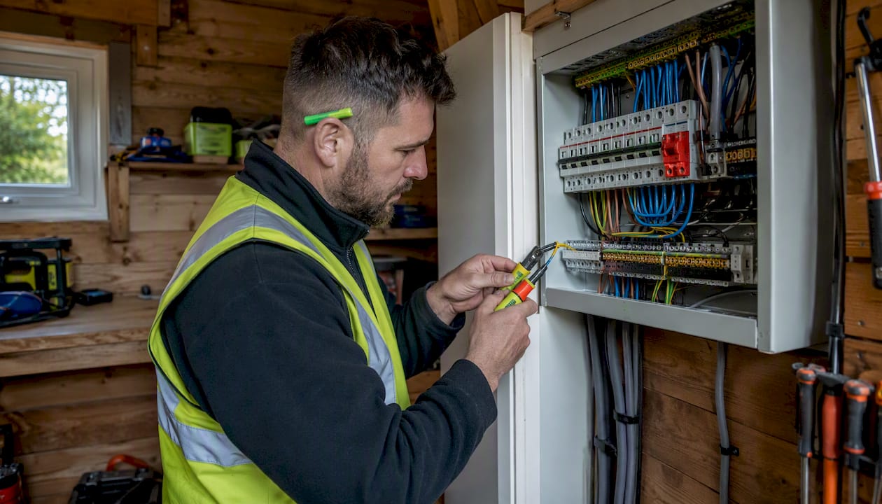 Electrician wiring UK home's consumer unit