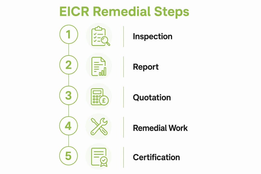Infographic showing EICR remedial work steps
