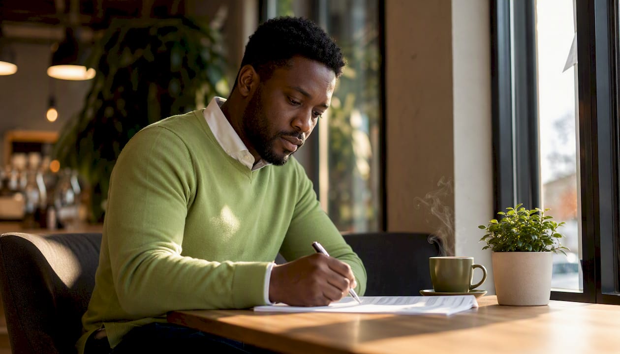 Businessman completing EV charger grant checklist