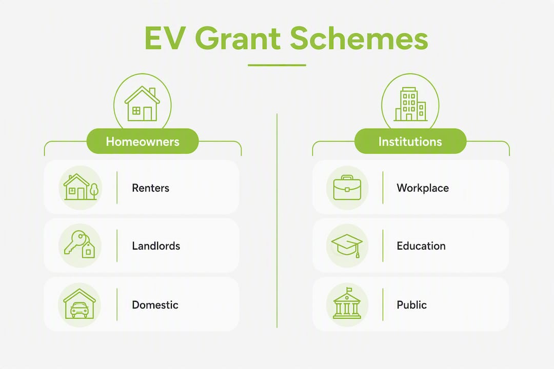 Infographic comparing UK EV charger grant schemes