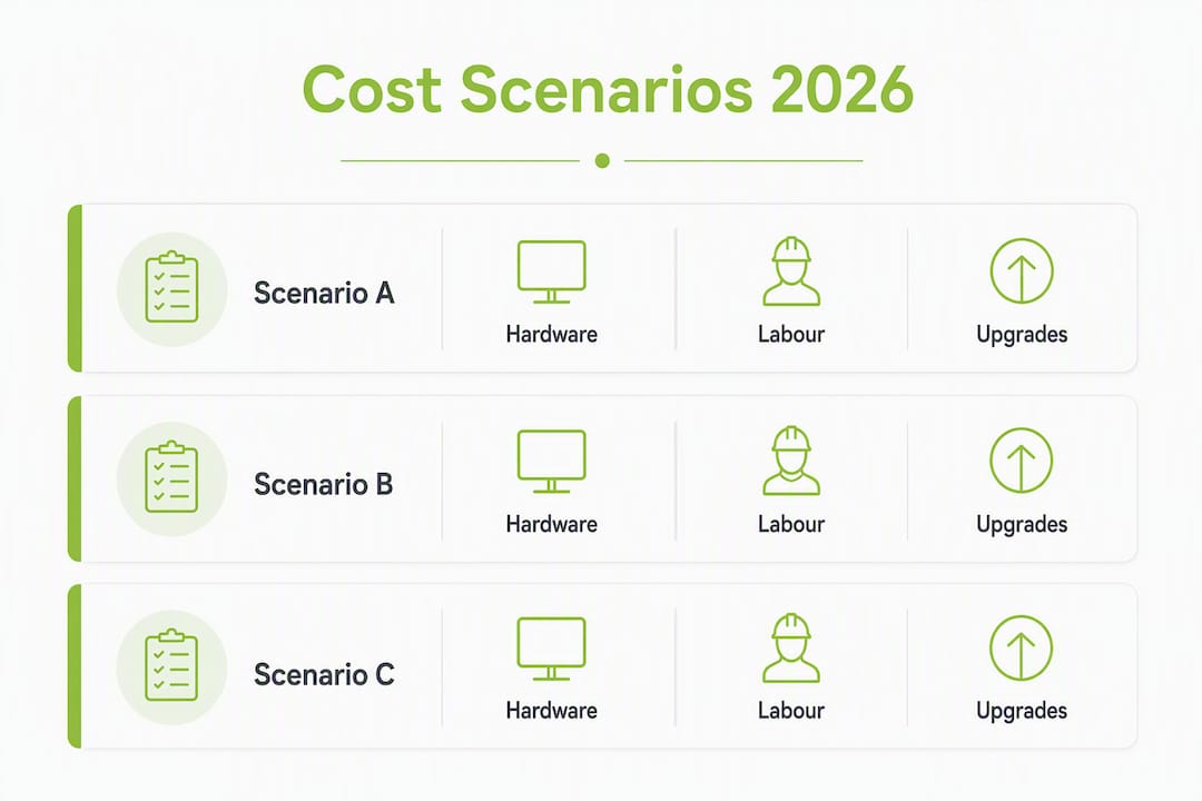 Infographic displaying Tesla charger cost scenarios 2026 UK