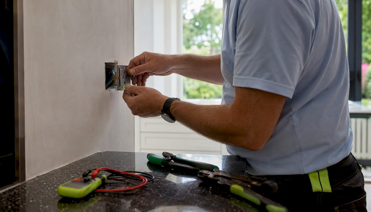 Electrician fitting socket in lounge ring circuit