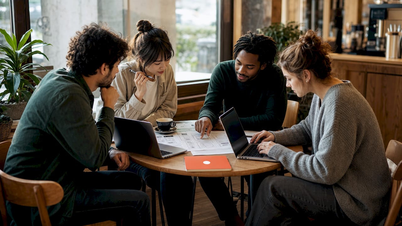 Developer team collaborating over web specs