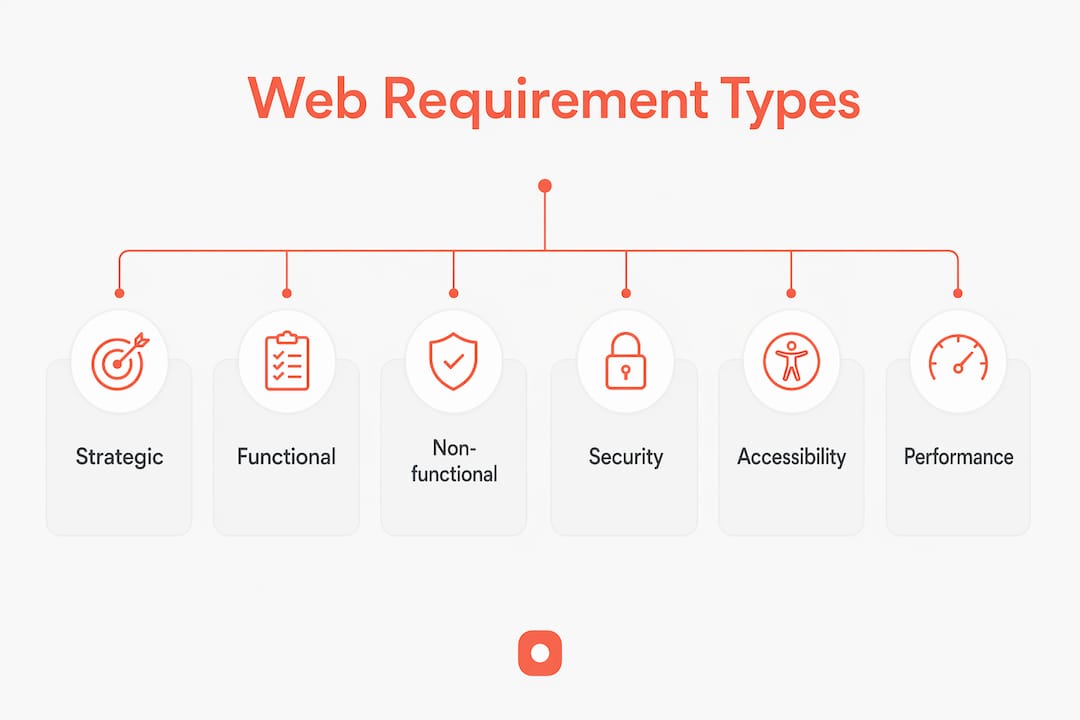 Infographic showing hierarchy of web requirement types