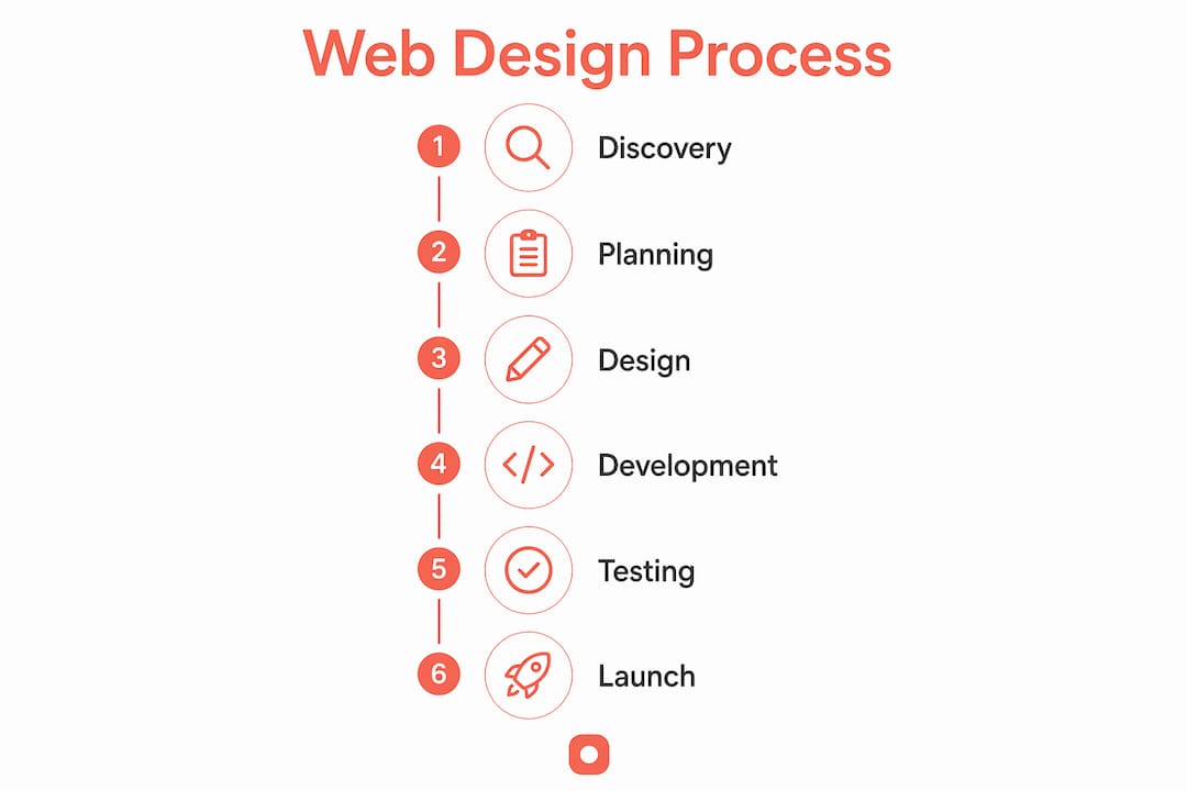 Infographic showing web design project steps