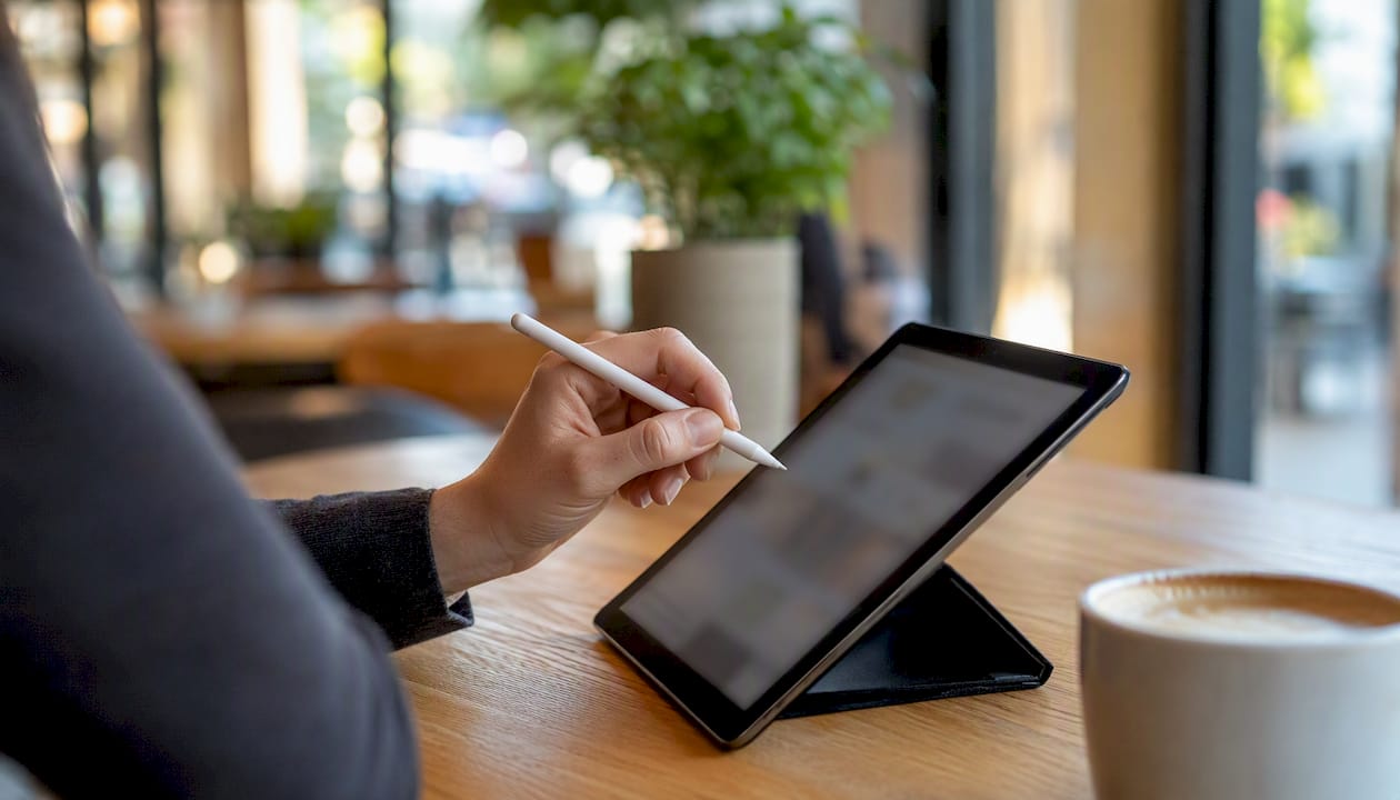 Hand near devices representing screenshot types