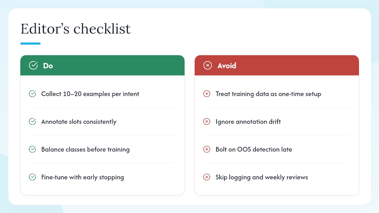 An Editor's Checklist for Real Intent Training Projects — overview diagram